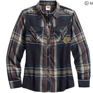Harley-Davidson Women's Plaid Button Down Shirt - Multicolor
